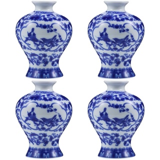 IMIKEYA 4 Stück Blaue Und Weiße Porzellanvasen Ingwergläser Bauernhaus Krugvasen Mini Blumenvasen Orientalische Flaschenvasen Blaue Und Weiße Vasen Vintage Milchkännchen Kleine