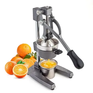 Manuelle Saftpresse aus Gusseisen, kommerzielle Zitronenpresse, professionelle Zitruspresse, ideal zum Extrahieren von Saft aus Zitronen, Orangen und Grapefruits, leicht zu reinigen (Grau)