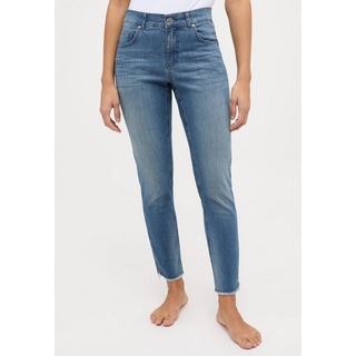ANGELS Slim-fit-Jeans Jeans Skinny Ankle Zip Fringe mit Label-Applikationen blau