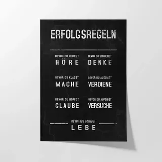 Hustling Sharks® Motivationsbild „Erfolgsregeln“ – Poster 60 × 90 cm | XXL Motivationsbild im Hochformat, Motivationsposter Büro, Poster mit Sprüchen, Erfolg Bilder, Büro Bild, Deko