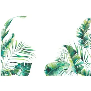 Bunthaus 1 Set Blatt-wandaufkleber Mit Tropischen Pflanzen Zum Abziehen Und Aufkleben, Grüne Natur-dschungel-baumblätter-wandaufkleber, Wasserdichte Diy-wanddekoration, Kunst, Heimdekoration