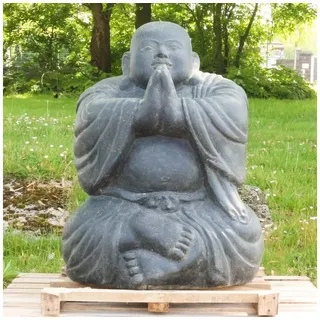 Oriental Galerie Dekofigur China Buddha Figur sitzed Garten Steinfigur 80 cm (1 St) grau