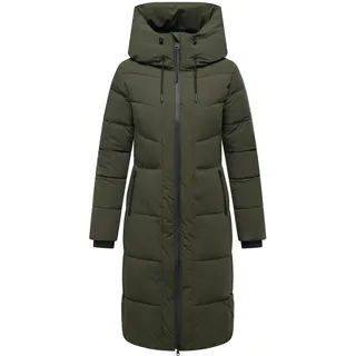 Navahoo Damen Wintermantel mit Kapuze Schokokuss XIV Dark Olive Gr. 5XL (50), olivgrün, Obermaterial: 92% Nylon, 8% Elasthan. Innenfutter: 100% Polyester. Wattierung: 100% Polyester.