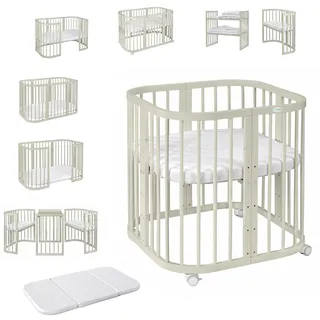 Waldin Babybett 7in1 grün 77,5 x 75 cm