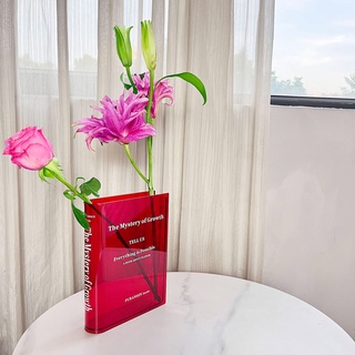 Puransen Buchvase für Blumen, ästhetische Raumdekoration, künstlerischer und kultureller Geschmack, einzigartiger Akzent für Zuhause/Schlafzimmer/Büro, EIN Buch über Blumen (klares Rot)