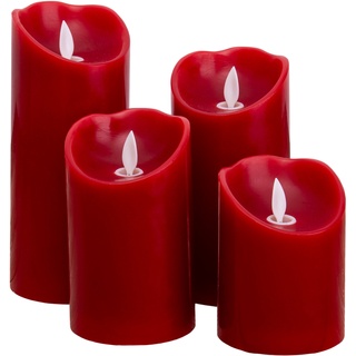 Näve Leuchten 4Er-Set Led-Kerzen (Farbe: Rot)