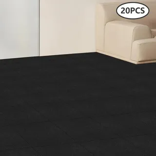 20 Stück Teppichfliesen Selbstklebend, 50x50cm Bodenbelag Selbstklebend Gewerbe Teppichboden Für Hause Büro (schwarz)