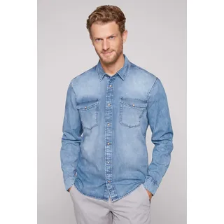 Jeanshemd CAMP DAVID Gr. XXXL, Normalgrößen, blau (light blue bleached) Herren Hemden Langarm mit Kentkragen