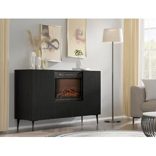 Raumhirsch Furniture Kommode Sideboard, Lowboard, Wohnmöbel mit Kamin (Maße 147 x 41,8 x 85,5 (H) cm, LED Modul), Fernbedienung, Timerfunktion, Heizleistung bis 2000 W schwarz