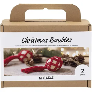 Creativ Company DIY Sets Macramé Kreativ Set Weihnachtskugeln, Weihnachtsrot, Makramee, Kreativ Box