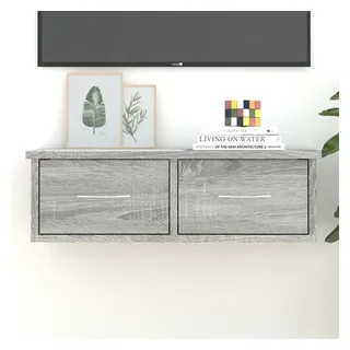 furnicato Wandregal Hängeschrank TV-Wandschrank 60 x 26 x 18,5 cm Grau Sonoma, 1-tlg., Schwebendes TV-Board mit zwei Schubladen und feuchtfester Fläche grau