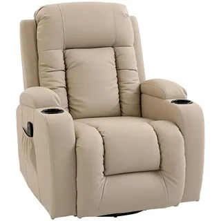 Homcom Massagesessel Relaxsessel Textil 82 x 103 x 99 cm Creme mit Liegefunktion