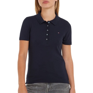 Tommy Hilfiger Damen Poloshirt Kurzarm 1985 Slim Pique Slim Fit, Blau (Desert Sky), XS - XS