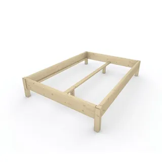 TUGA-Holztech Massivholzbett Holzbett Naturholzbett 140 x 200 cm 38 cm Bettgestell ohne Kopfteil, Br 70 80 90 100 120 140 160 180 200 Lg 200 220 H=38/48/58 cm 140 cm x 200 cm x 38 cm