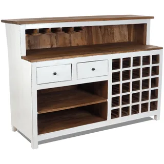 Vintage Design BARSCHRANK PUREWOOD | 150x110x55cm(BxHxT) | Shabby Chick Minibar, Bar Theke aus Altholz | Verkaufstresen, Kassentresen, kultiges Dekoobjekt | Farbe: 06 weiß-Landhaus