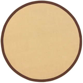 Sisalteppich CARPETFINE "Sisal" Teppiche Gr. Ø 160 cm, 5 mm, 1 St., braun Esszimmerteppiche mit farbiger Bordüre, Anti-Rutsch Rückseite