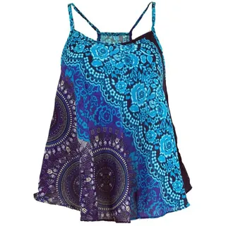 Guru-Shop T-Shirt Boho Trägertop, Sommertop, Damentop, Strandtop.. Festival, Hippie, Ethno Style, alternative Bekleidung blau