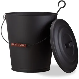 Relaxdays Ascheeimer 24,0 l schwarz inkl. Deckel 10022305