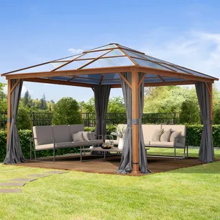 TOOLPORT Gartenpavillon 4 x 4 m inkl. Seitenteile grau