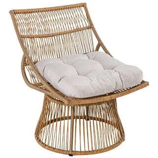 Korbsessel Rattan mit Sitzpolster, ca. 87 x 70 x H 46/87 cm - Braun