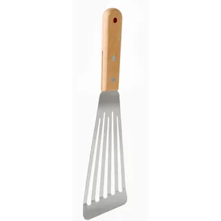 Pfannenwender Edelstahl Griff Aus Buchenholz Stur Pfannenwender Mit AufhäNgelöChern Fish Spatula FüR Fisch, Omeletts, Pfannkuchen Oder Burger-Patties