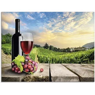 Glasbild ARTLAND "Wein vor Weinbergen" Bilder Gr. B/H: 60 cm x 45 cm, Berge, 1 St., grün Glasbilder in verschiedenen Größen
