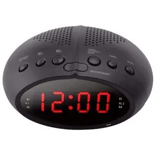 DISCORAMA Digitaler Radio-Wecker mit LED-Display, UKW-Radiowecker mit Schlummerfunktion, digitaler Funkwecker