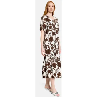 Cartoon Midikleid Floralmuster Braun/Weiß 38