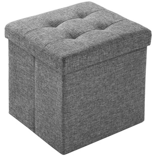 tectake Sitzhocker Faltbarer Sitzwürfel aus Polyester mit Stauraum (1), faltbar grau