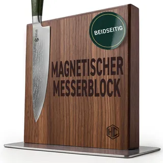 HexClad Magnet-Messerblock 22,4 x 22,5 cm – aus Walnussholz | Magnetischer Messerhalter ohne Messer, starker Halt für alle Messertypen, elegante Messerleiste aus Holz