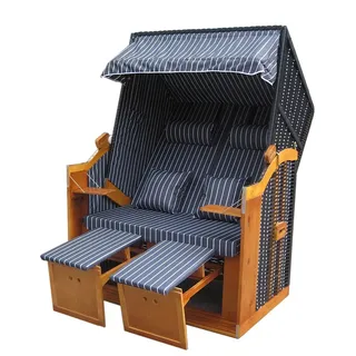 XL Strandkörbe Rattan Strandkorb Liegekorb Sonneninsel Binz 213 schwarz-natur