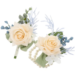 CIYODO 1 Set Weiße Ansteckblume Handblumen Künstliche Business-Beige-Tuch