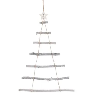Britesta Deko-Holzleiter Weihnachtsbaum-Form Weiß 78 cm
