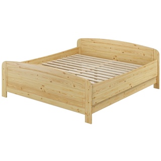 ERST-HOLZ Einzelbett Seniorenbett extra lang hoher Sitz massiv Kiefer 180x220, Kieferfarblos lackiert beige