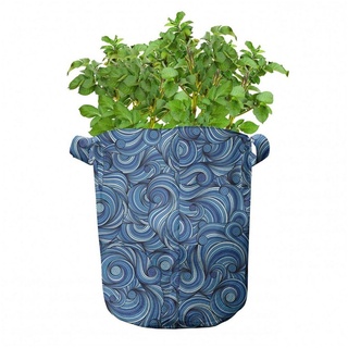 Abakuhaus Pflanzkübel hochleistungsfähig Stofftöpfe mit Griffen für Pflanzen, asiatisch zentangle Exotic blau 28 cm x 28 cm