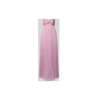Abendkleid mit Plisseefalten und Bandeau-Ausschnitt, Rosa, 50
