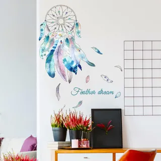 Wandtattoo Traumfänger, Traumfänger Feder Wandsticker, Wandtattoo, als Wanddekoration für Geschäfte Schaufenster Schlafzimmer Wohnzimmer Wand
