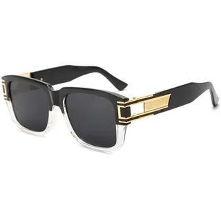 Long Keeper Retro Sonnenbrille Eckig für Herren Damen Klassisch Sonnenbrille Quadratisch Vintage Brille Goldener Rahmen mit UV400 Schutz, 53MM - Einheitsgröße