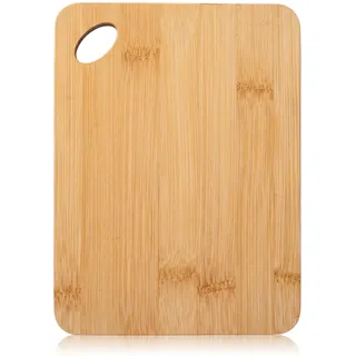 Bambus Schneidebrett 20 x 15 cm, Frühstücksbrettchen Bambus, Holzbrettchen mit Griffloch, Brettchen Holz, Holz Schneidebrett, Beidseitig Nutzbar, für Frühstück, Obst, Snacks, Brot und Gemüse
