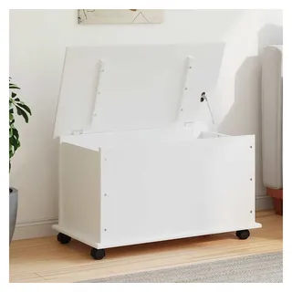 furnicato Truhe Holztruhe mit Rollen 73 x 39,5 x 43 cm Weiß aus massivem Kiefernholz (1 St), Stauraumbox mit Deckel, 70 Liter Fassungsvermögen für den Wohnbereich weiß