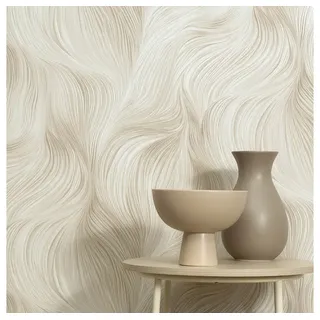 Erismann Vliestapete Wellenmuster 64 cm x 10 m 1052202 beige/weiß