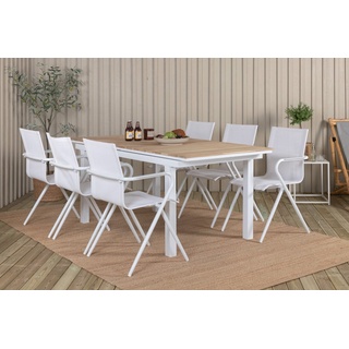 BOURGH Gartentisch MEXICO Outdoor Esstisch 90x160/240cm - Teak Tischplatte ausziehbar weiß
