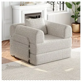 MODFU Schlafsofa Chenille-Schlafsessel 2-in-1, mit Staufach in der Armlehne, Metallrahmen und mehreren Konfigurationsmöglichkeiten 1 Teile, mit Relaxfunktion