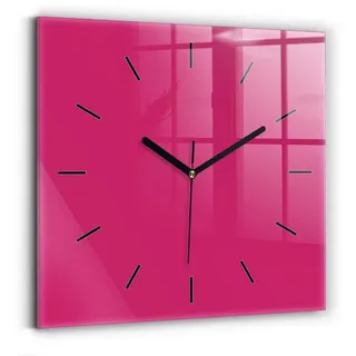 Tulup Wanduhr Glasuhr Modernistische Glaswanduhr 30x30cm Uhr aus gehärtetem Glas rosa