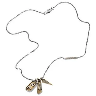 Diesel Collier DX0163040, aus Edelstahl, mit Anhänger, Erbskette, Karabiner, 42cm lang silberfarben