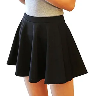 Venkaite Kurz Röcke Damen Retro Sexy Rock Faltenrock Partykleider Lycra Baumwolle Kleider Minirock Kurz Skirt Sommerkleid Frühling Sommer Herbst Winter Anpassen Frei Größe (Schwarz) - L