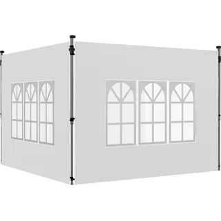 Outsunny 2er-Set Seitenteile für Pavillon 3x3/3x4 m, Seitenwand mit Fenster, wasserdicht Seitenwände aus Oxfordstoff, als Windschutz und Sichtschutz für Partyzelt, Weiß   Aosom