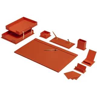 Bonded Set Luxus-Schreibtischunterlage und Schreibtisch-Organisation, Schreibtisch-Organizer, Leder-Schreibtisch-Organizer (Orange)