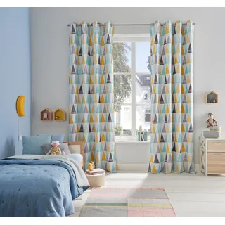 Verdunkelungsvorhang LÜTTENHÜTT "Dreieck" Gr. 4, bunt, B:135cm H:245cm, Polyester, Gardinen, einseitig mit Dreiecken bedruckte Kindergardine, blickdicht