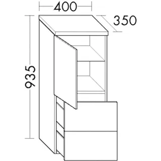 Burgbad Halbhoher Schrank Sinea T. 935x400x350 Nussbaum Dekor Samt, UHFI040LF2779 UHFI040LF2779